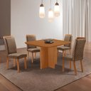 Ver imagem 1 de Mesa de Jantar Olimpia 90cm Tampo MDF Laminado Canto Copo com 4 Cadeiras Lorena