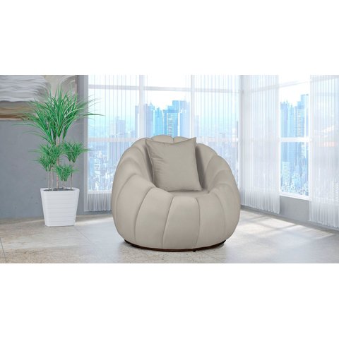 Poltrona Decorativa Concha Almofada Veludo Marfim