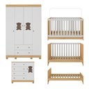 Ver mais imagens de Quarto de Bebê Completo com Berço Americano 3 em 1 Fofura Multimóveis Mp4645 Madeirado/branco