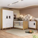 Ver imagem 1 de Quarto de Bebê Completo com Berço Americano 3 em 1 Fofura Multimóveis Mp4645 Madeirado/branco