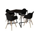 Ver imagem 2 de Mesa Jantar Industrial Quadrada Preta 90cm Base V Ferro Preto com 4 Poltronas Eames Eiffel Pretas Ma