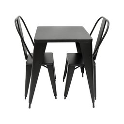 Conjunto Mesa Industrial em Aço Iron Tolix com 2 Cadeiras Preta - 1
