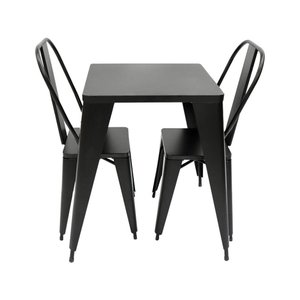 Conjunto Mesa Industrial em Aço Iron Tolix com 2 Cadeiras Preta