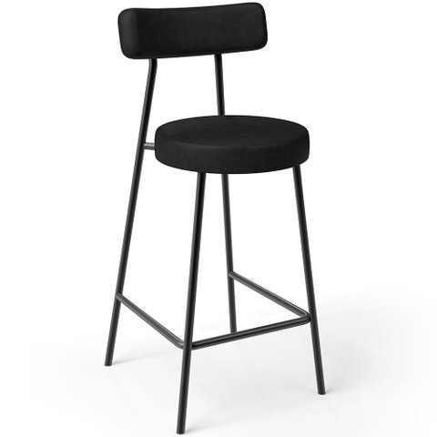 Banqueta Baixa para Cozinha Sala de Jantar Bar Bancada Milão L02 Couríssimo Preto - lyam decor Lyam