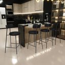 Ver imagem 2 de Banqueta Baixa para Cozinha Sala de Jantar Bar Bancada Milão L02 Couríssimo Preto - lyam decor Lyam