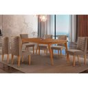 Ver imagem 1 de Sala Jantar Mesa Havana Tampo Curvo 180cm+6 Cadeiras Dafne Madeira Naturale - Capuccino/suede