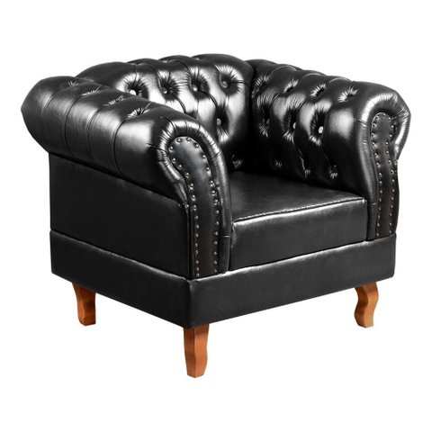 Poltrona Chesterfield Duque Dom Pedro Capitonê - Couríssimo Preto