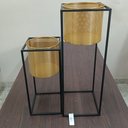 Ver imagem 4 de Kit 2 Cachepô Decorativo Vaso Planta Home&Co Metal Dourado - g:70x25x25 P:48x22x22 cm