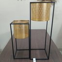Ver imagem 5 de Kit 2 Cachepô Decorativo Vaso Planta Home&Co Metal Dourado - g:70x25x25 P:48x22x22 cm