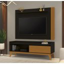 Ver imagem 2 de Rack com Painel Audax 1.48 Preto com Cedro Natural - MóveisAqui
