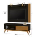 Ver imagem 4 de Rack com Painel Audax 1.48 Preto com Cedro Natural - MóveisAqui