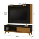 Ver imagem 4 de Rack com Painel Audax 1.48 Preto com Cedro Natural - MóveisAqui