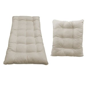 Kit Almofadas Para Poltrona com Puff Costela Suede Bege