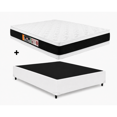 Cama Base Casal Branco Colchão Casal Black e White Air Double Face D45 138x188 - Castor