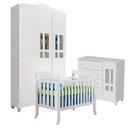Ver imagem 1 de Quarto de Bebê Ariel 3 Portas com Berço Lila Branco Brilho - Carolina Móveis