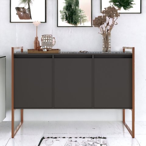Buffet 3 Portas Aparador Londres - Preto Cobre