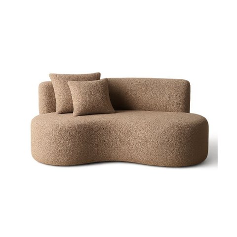 Sofá Decorativo Curvo Orgânico Nature Gaia Boucle Cappuccino - Montanaris Decor