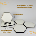 Ver imagem 4 de Porta Copos Madeira Mesa Jantar Cozinha Bar 6 Unidades Hexágono Branco/Preto