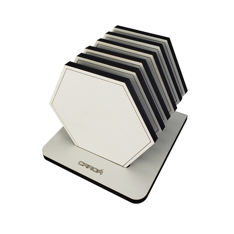 Porta Copos Madeira Mesa Jantar Cozinha Bar 6 Unidades Hexágono Branco/Preto