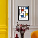 Ver imagem 2 de Quadro Abstrato Bauhaus Multicolor - Tetris 24x18cm - com Vidro:moldura Preta
