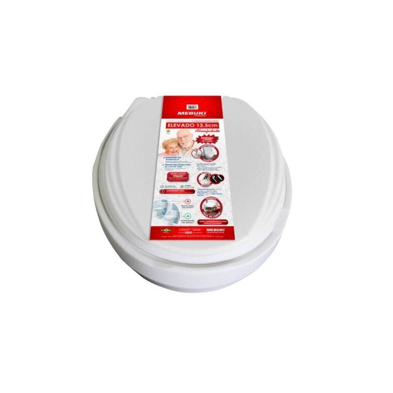 Assento Sanitário Elevado 13,5 Cm Almofadado Branco - Mebuki