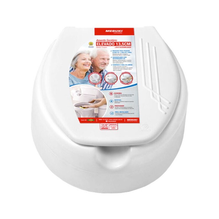 Assento Sanitário Elevado 13,5cm Branco - Mebuki