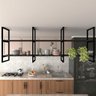 Prateleira Suspensa Industrial em MDF com Estrutura Preta – Estante de Parede com Nichos Decorativos - 2