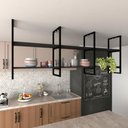 Ver imagem 1 de Prateleira Suspensa Industrial em MDF com Estrutura Preta – Estante de Parede com Nichos Decorativos