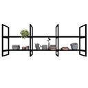 Ver imagem 3 de Prateleira Suspensa Industrial em MDF com Estrutura Preta – Estante de Parede com Nichos Decorativos