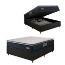 Ver imagem 1 de Cama Box Baú Casal Colchão Espuma D45 Pillow Top Strong 138x188x65cm Cinza/Preto Hellen