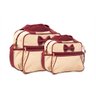 Kit Bolsa Maternidade Laço Bebê Menina Bege com Vinho 1031-32 - 1