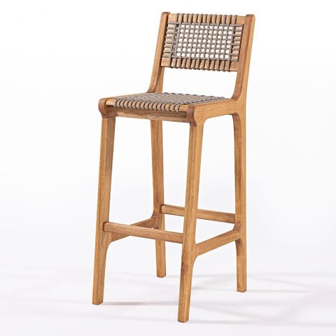 Banqueta Alta Trama Stain Jatobá Corda Rami 106cm - 78573