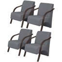 Ver imagem 1 de Kit 4 Poltronas Decorativas 1 Lugar Vênus Braço Pé Madeira Confortável Sala TV D Salla Suede Grafite