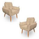 Ver imagem 1 de Kit 2 Poltrona Decorativa Opala Pés Palito Sued Bege - Kimi Design