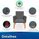 Ver imagem 3 de Poltrona Nina Decorativa Suede Chumbo para Escritorio, Sala Salão Biselos-Decor