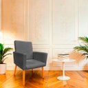 Ver imagem 2 de Poltrona Nina Decorativa Suede Chumbo para Escritorio, Sala Salão Biselos-Decor