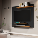 Ver imagem 1 de Painel para Sala Tv até 42” com Prateleiras Mdp Dubai - Jm3 Móveis:preto/nature