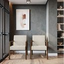 Ver imagem 1 de Kit 2 Poltrona Decorativa Madeira Maciça Jequitibá Assento com Persintas Slim