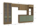 Ver imagem 2 de Armário de Cozinha Modulada Completa Reta 6 Peças 3,50m Botanic Kappesberg - Nogueira/Verde Oliva