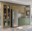 Ver imagem 1 de Armário de Cozinha Modulada Completa Reta 6 Peças 3,50m Botanic Kappesberg - Nogueira/Verde Oliva