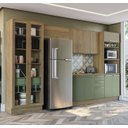 Ver imagem 1 de Armário de Cozinha Modulada Completa Reta 6 Peças 3,50m Botanic Kappesberg - Nogueira/verde Oliva