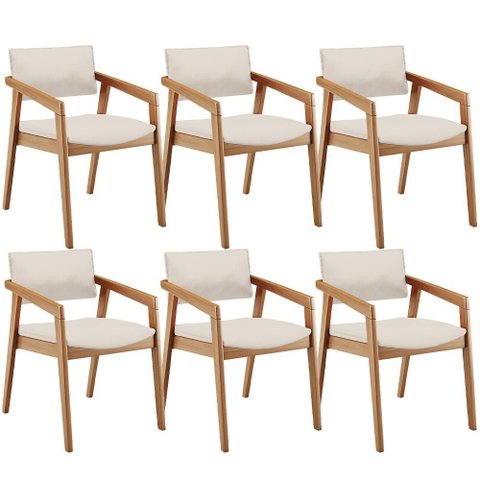 Kit 06 Cadeiras para Sala de Jantar Estar Living Giorgia B04 Linho Cru
