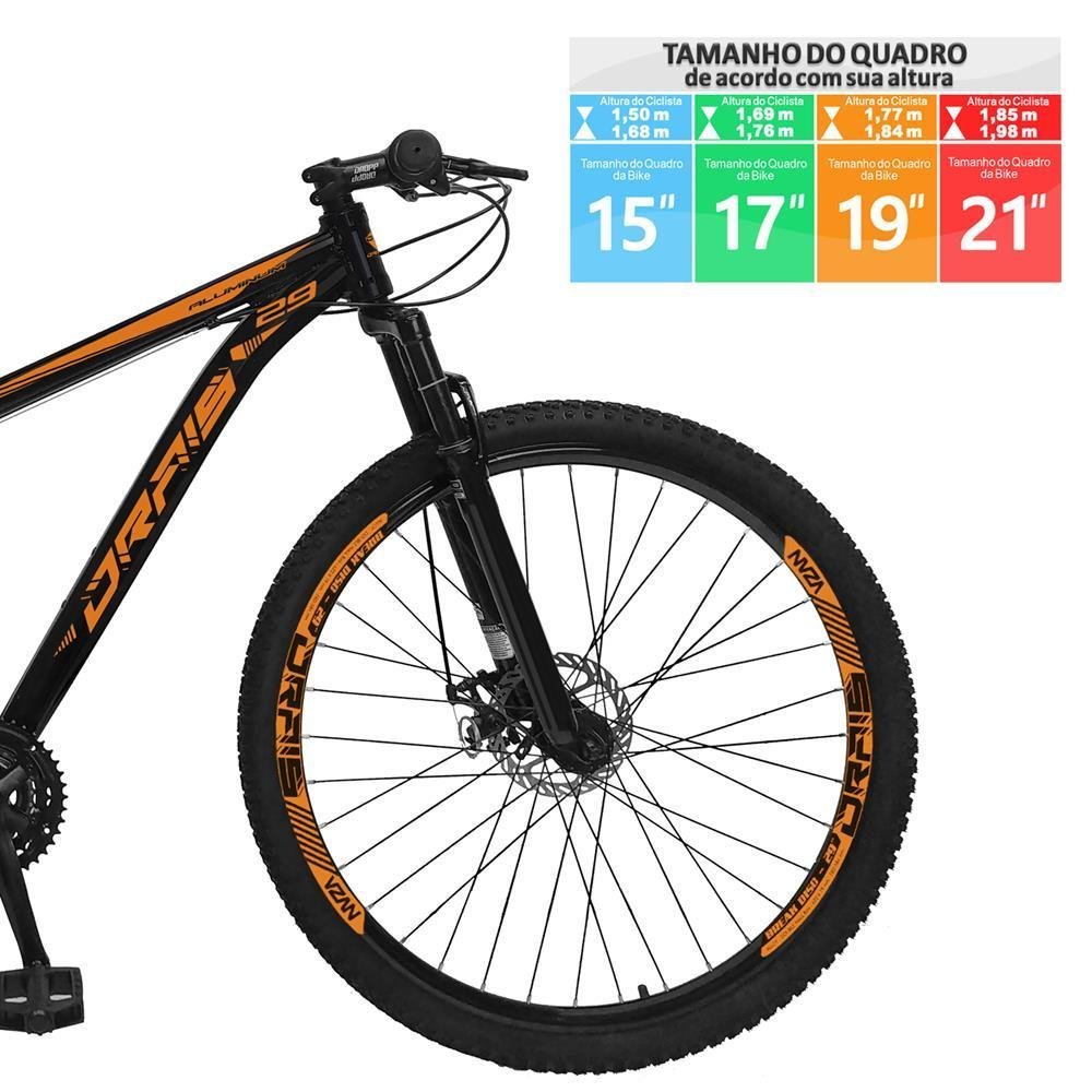 Bicicleta Aro 29 Drais 24V Suspensão Trava Hidráulica Preto/Laranja 19" - 229 - 3