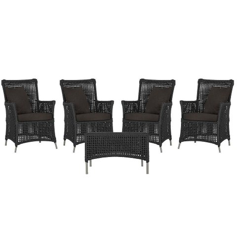 4 Poltronas e 1 Mesa Igapó Alumínio Fendi Corda Náutica E9 Preto
