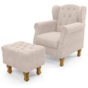 Ver imagem 1 de Poltrona De Amamentação Yara P02 Com Puff Paris Luis Xv L02 Suede Bege - Lyam Decor