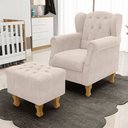 Ver imagem 2 de Poltrona De Amamentação Yara P02 Com Puff Paris Luis Xv L02 Suede Bege - Lyam Decor