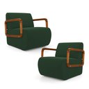 Ver imagem 1 de Kit 02 Poltronas Decorativas Orgânica Living Kavya Veludo Verde Escuro - Abmaza