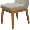 Ver imagem 4 de Kit 2 Cadeira de Jantar Estofada Luna Linho Bege Base Madeira