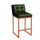 Ver imagem 6 de Banqueta Cozinha Alta com Encosto Industrial Kit 3 Bronze Lirina Pu Verde C05 - D’Rossi