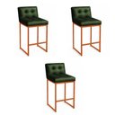 Ver imagem 2 de Banqueta Cozinha Alta com Encosto Industrial Kit 3 Bronze Lirina Pu Verde C05 - D’Rossi